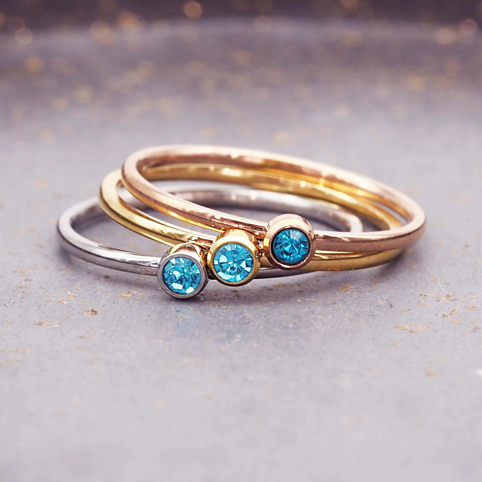 Dainty Birthstone Rose Gold Ring