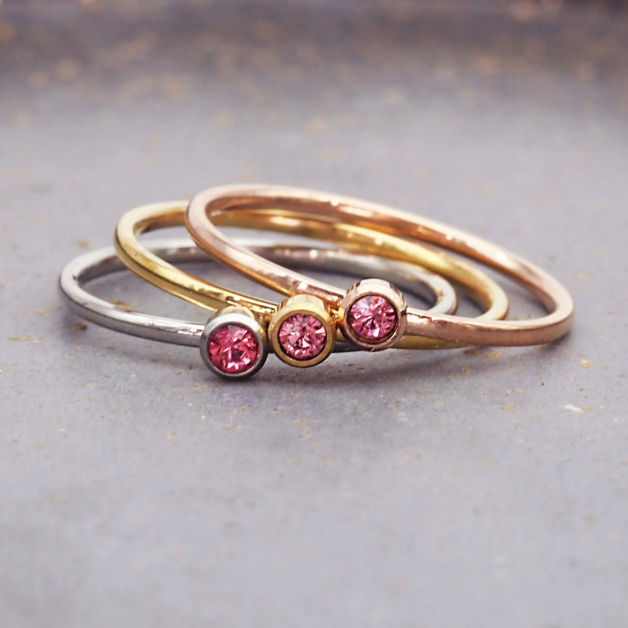 Dainty Birthstone Rose Gold Ring