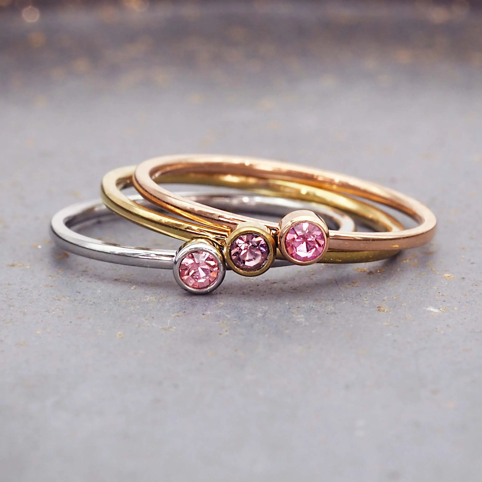 Dainty Birthstone Rose Gold Ring