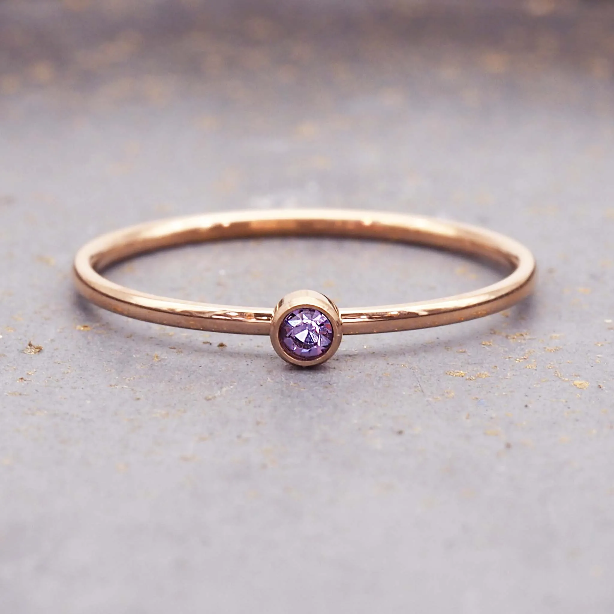 Dainty Birthstone Rose Gold Ring