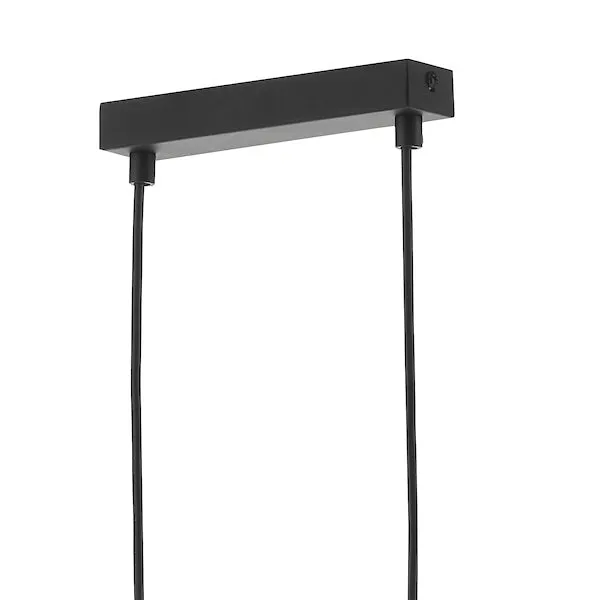 Dar Feya 3 Light Bar Pendant Matt Black Opal Glass