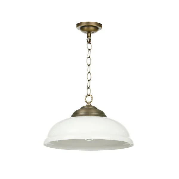 David Hunt Webster Opal Glass & Antique Brass Pendant