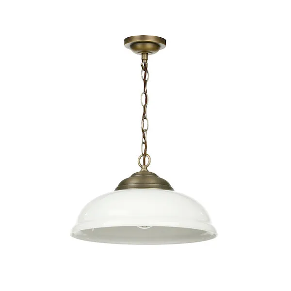David Hunt Webster Opal Glass & Antique Brass Pendant