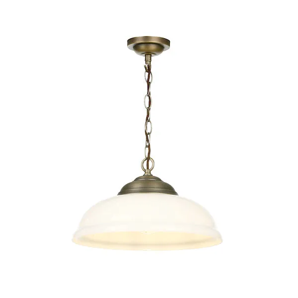 David Hunt Webster Opal Glass & Antique Brass Pendant