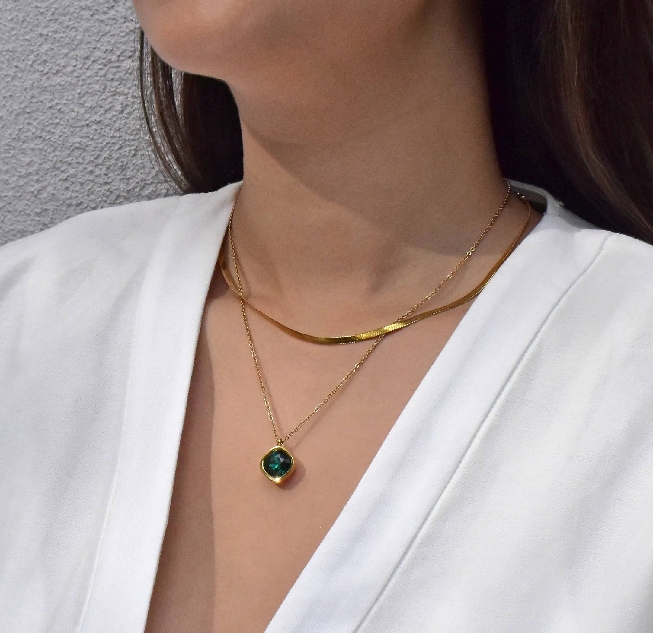 DESIREE EMERALD BIRTHSTONE PENDANT NECKLACE - MAY