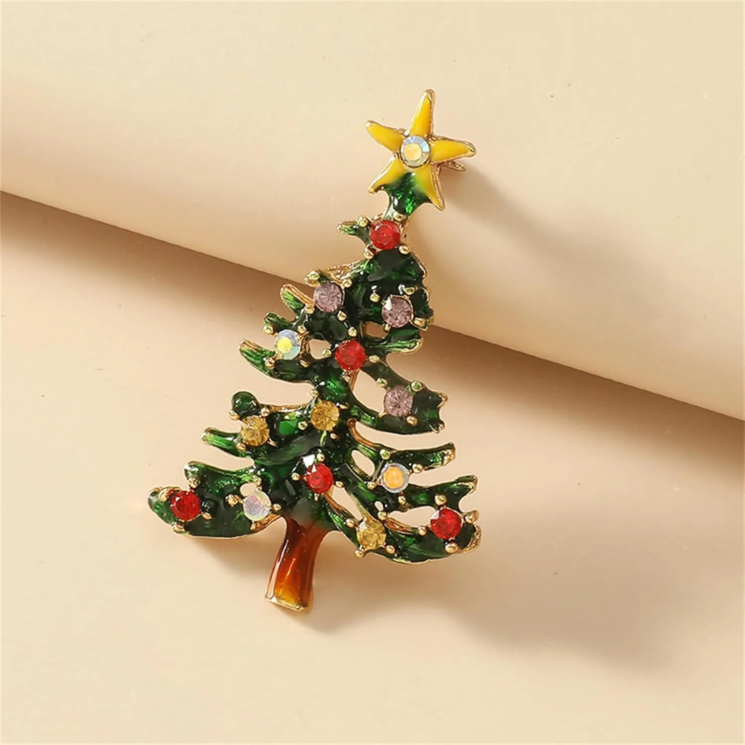 Dreuyet Christmas Brooch Pins for Women Crystal Rhinestone Christmas Brooch Christmas Tree Snowflake Bell Reindeer Brooches Multi-Colored Christmas Enamel Pins Holiday Party Gift