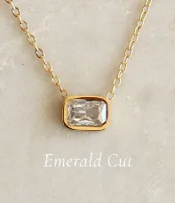 Emerald Cut Bezel Stone Necklace