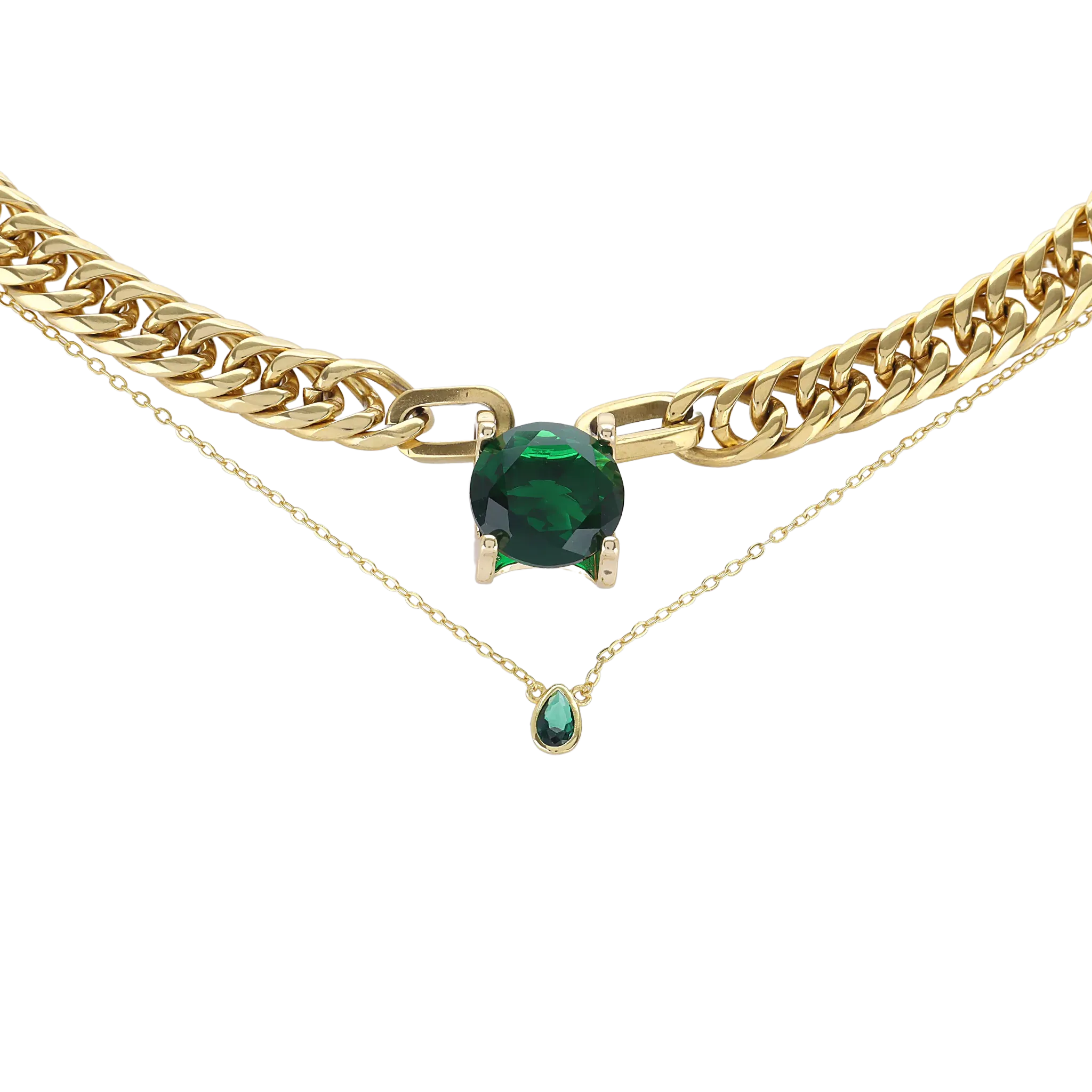 EMERALD DOT  NECKLACE SET