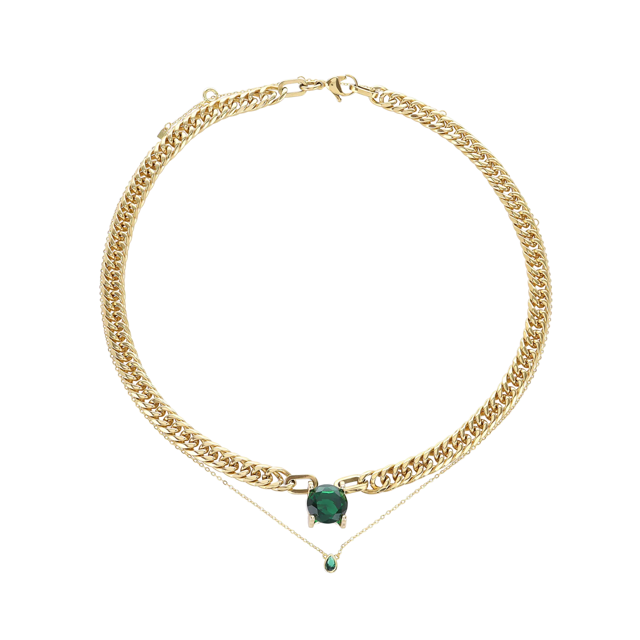 EMERALD DOT  NECKLACE SET