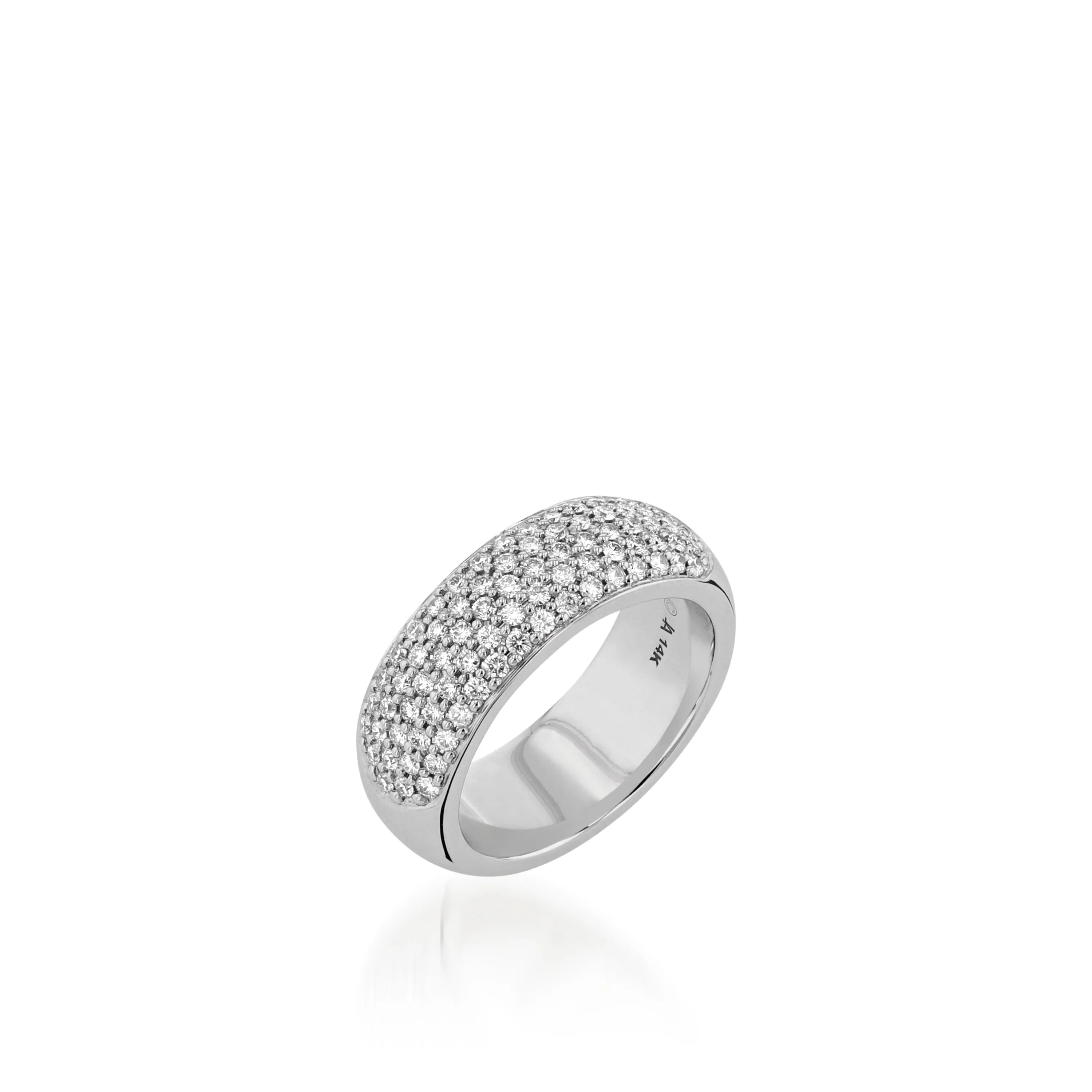 Essence Wide Band Ring with Pave Diamonds