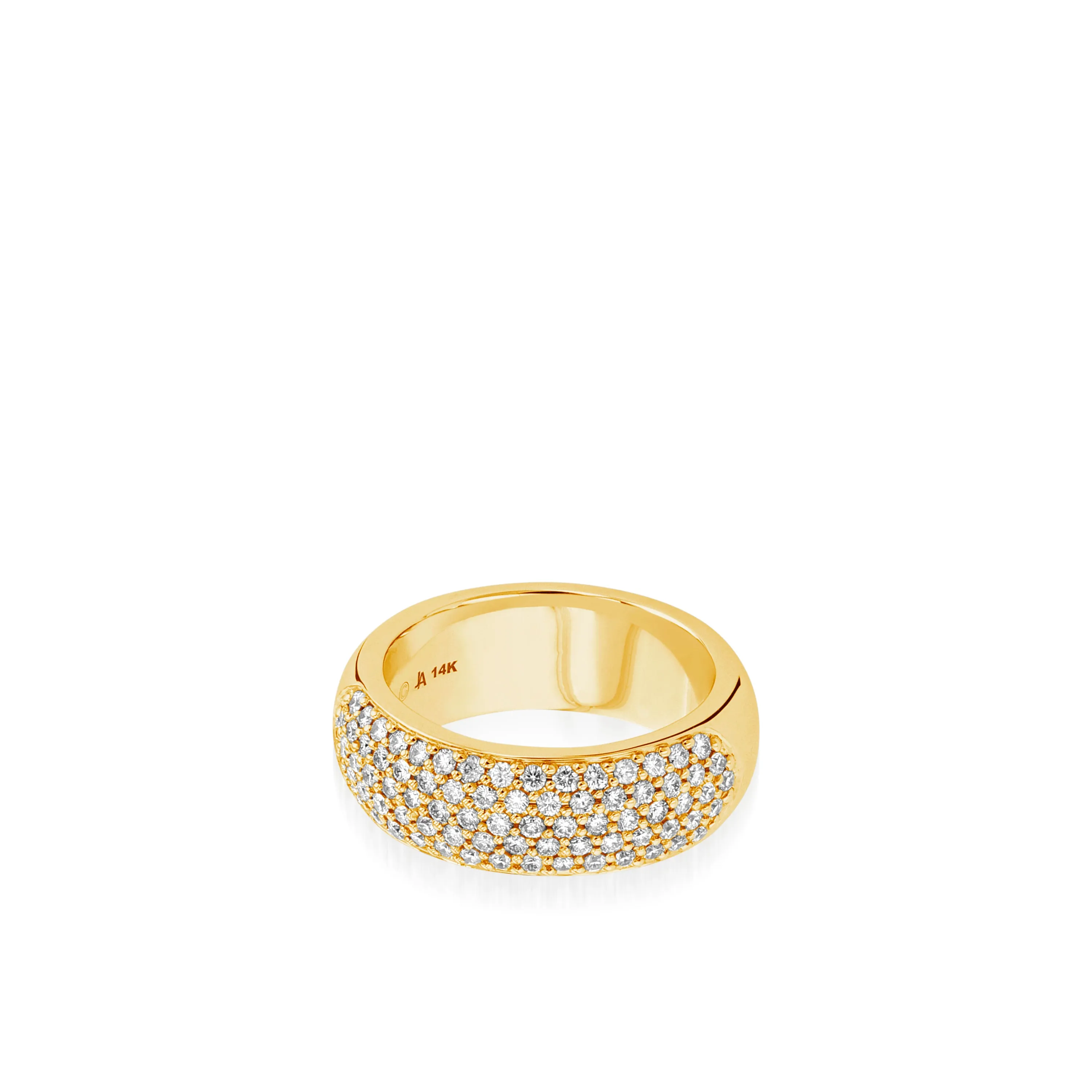 Essence Wide Band Ring with Pave Diamonds