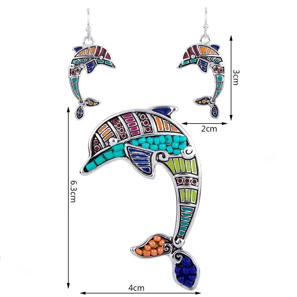 Fashion Jewelry Sets Hight Quality Necklace Sets For Women Jewelry Silver Plated Beads Dolphin Unique Design Party Gift