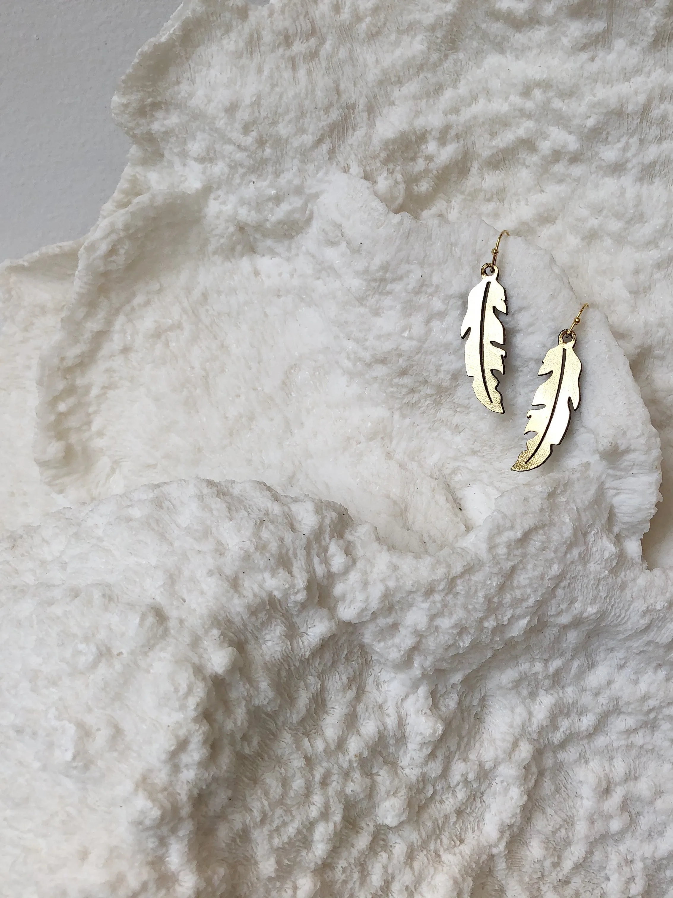 Feather Earrings Mini Gold