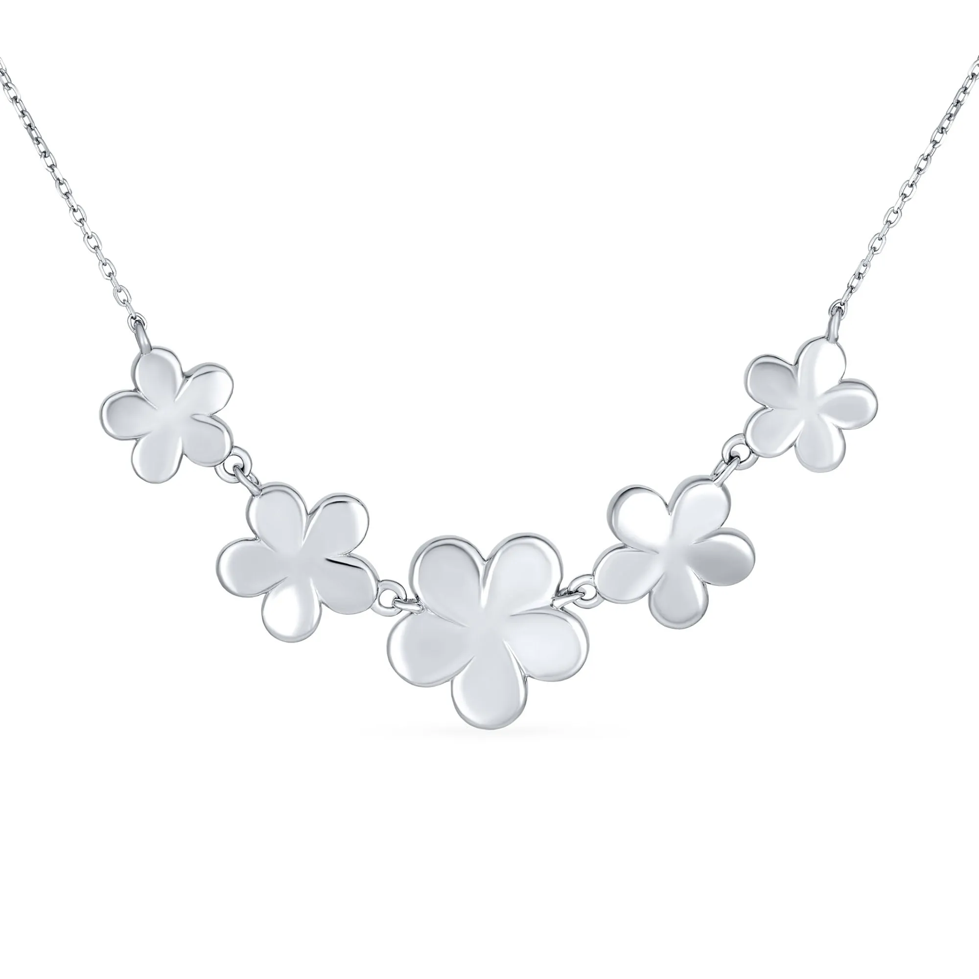 Gemstone Blue Opal Plumeria Pendant Necklace Sterling Silver October Birthstone