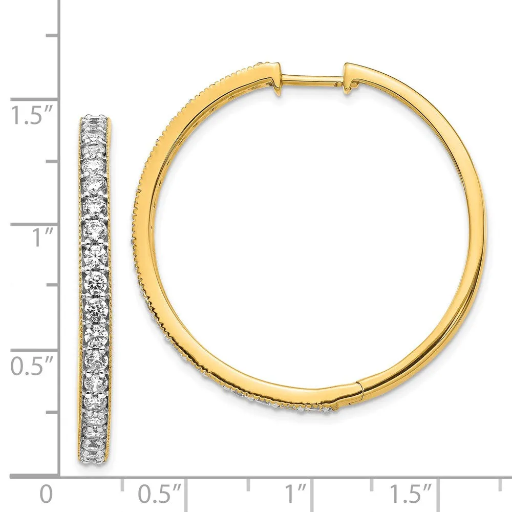 Gold Diamond Milgrain Hinged Hoop Earrings - Model EM4286-200-YA
