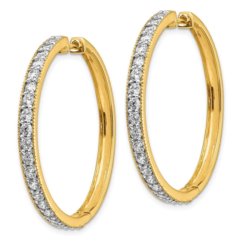 Gold Diamond Milgrain Hinged Hoop Earrings - Model EM4286-200-YA