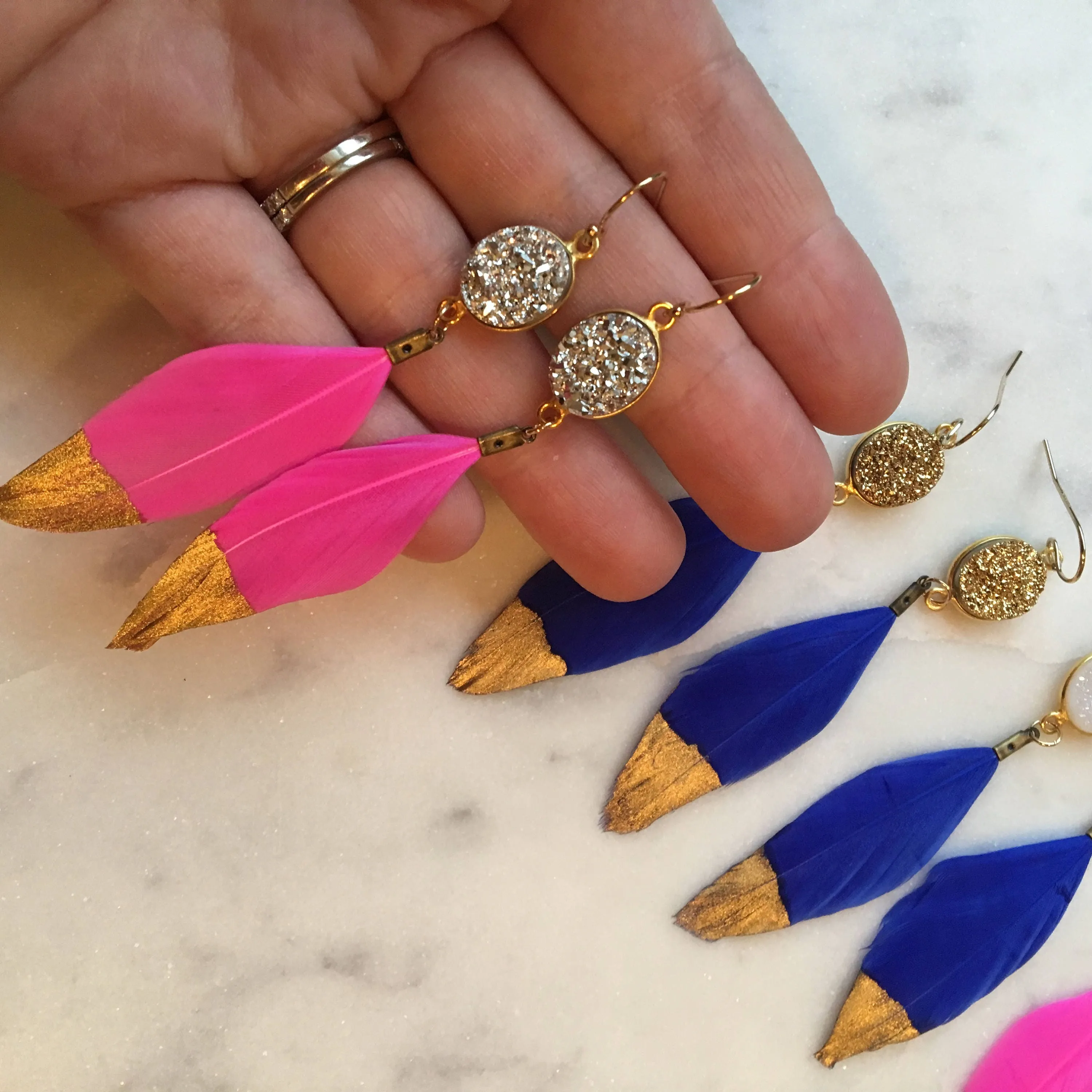 Gold Dipped Feather Earrings