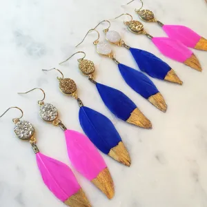 Gold Dipped Feather Earrings