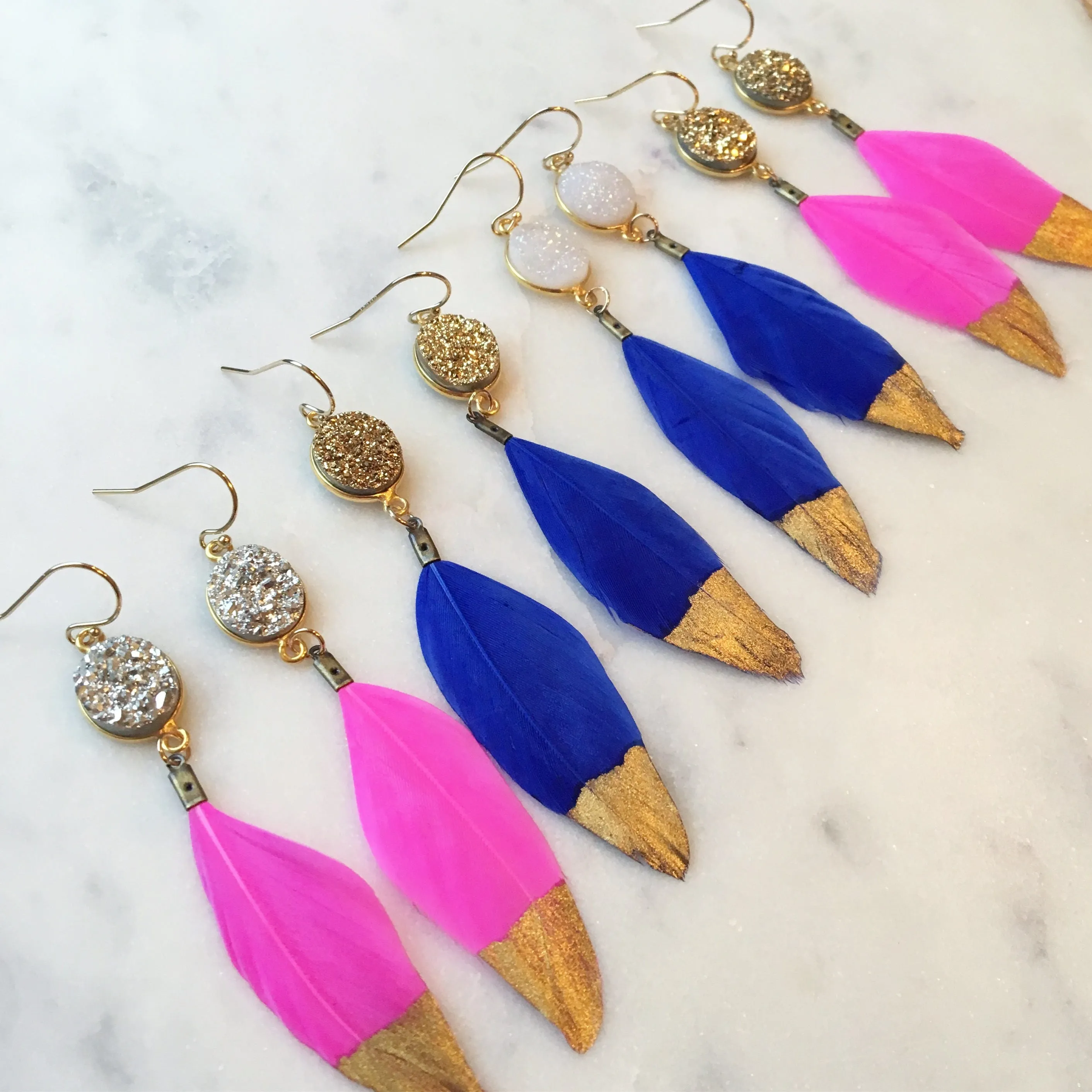 Gold Dipped Feather Earrings