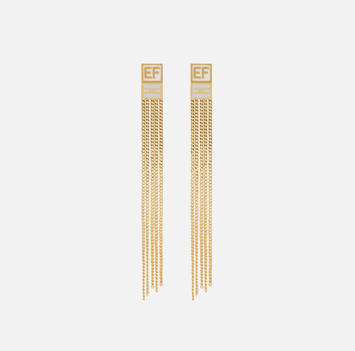 Gold micro chains long earrings