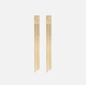 Gold micro chains long earrings