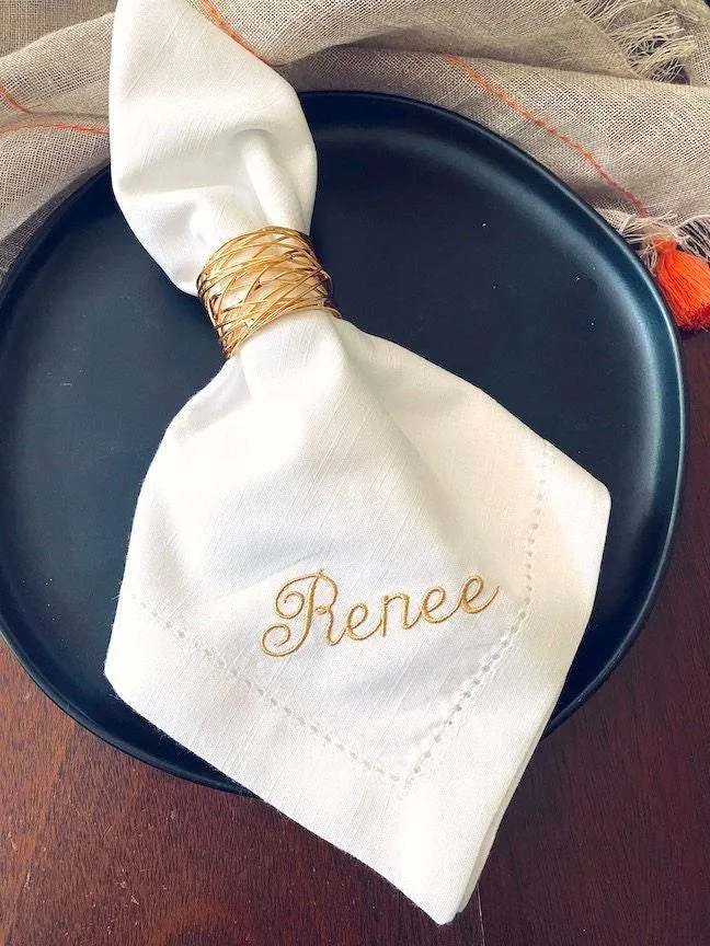 Gold Napkin Rings, Set of 6, Wire gold napkins rings