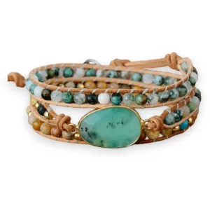 Handmade Bracelet Acqua Boho Chain Stone
