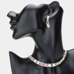 iLLASPARKZ Marquise Stone Accented Rhinestone Paved Evening Choker Necklace