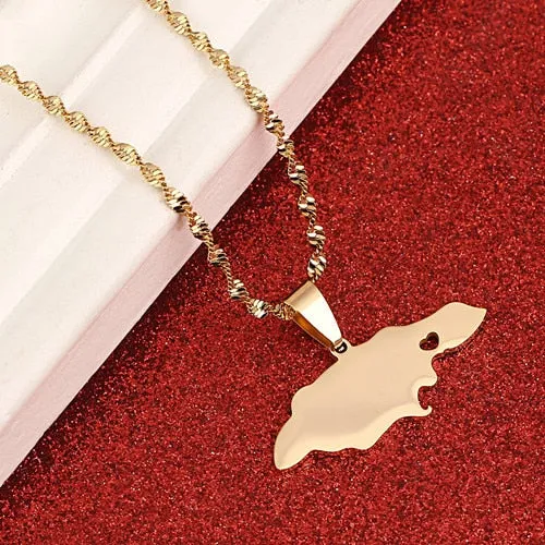 Jamaica Map Pendant Necklaces J