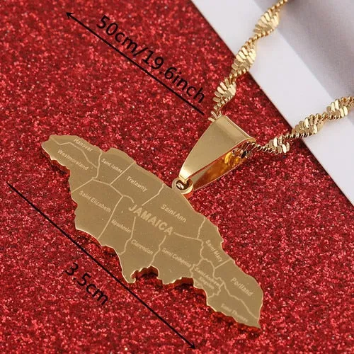 Jamaica Map Pendant Necklaces J