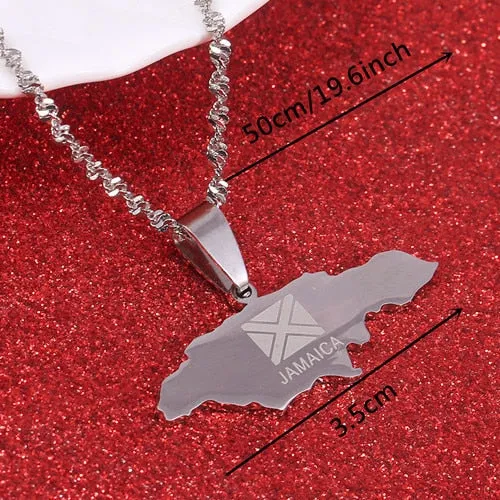Jamaica Map Pendant Necklaces J