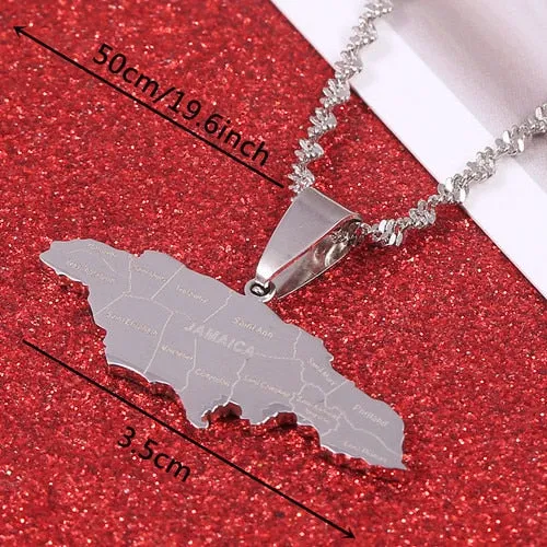 Jamaica Map Pendant Necklaces J