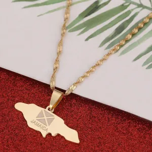 Jamaica Map Pendant Necklaces J