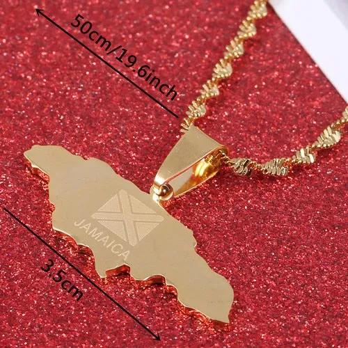 Jamaica Map Pendant Necklaces J