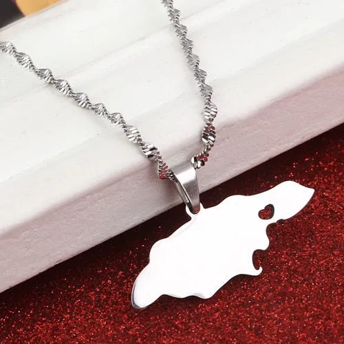 Jamaica Map Pendant Necklaces J