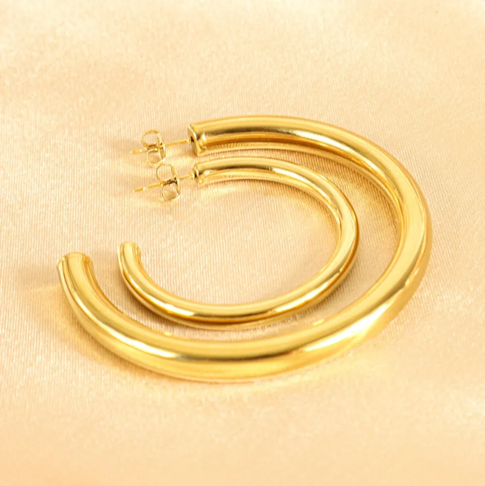Kamari (18CT gold plated) stainless steel hoop earrings