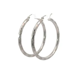 Large White Gold Fancy Hoop Earrings