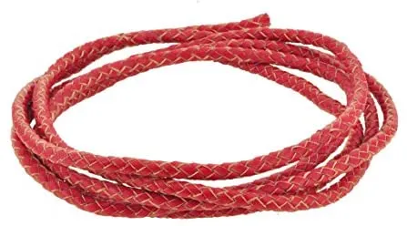 Mandala Crafts 6mm Braided Leather Cord, Genuine Leather Round Bolo Cord for Jewelry Making, Bolo Ties, Wrapping, Crafting