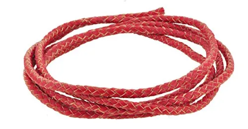 Mandala Crafts 6mm Braided Leather Cord, Genuine Leather Round Bolo Cord for Jewelry Making, Bolo Ties, Wrapping, Crafting