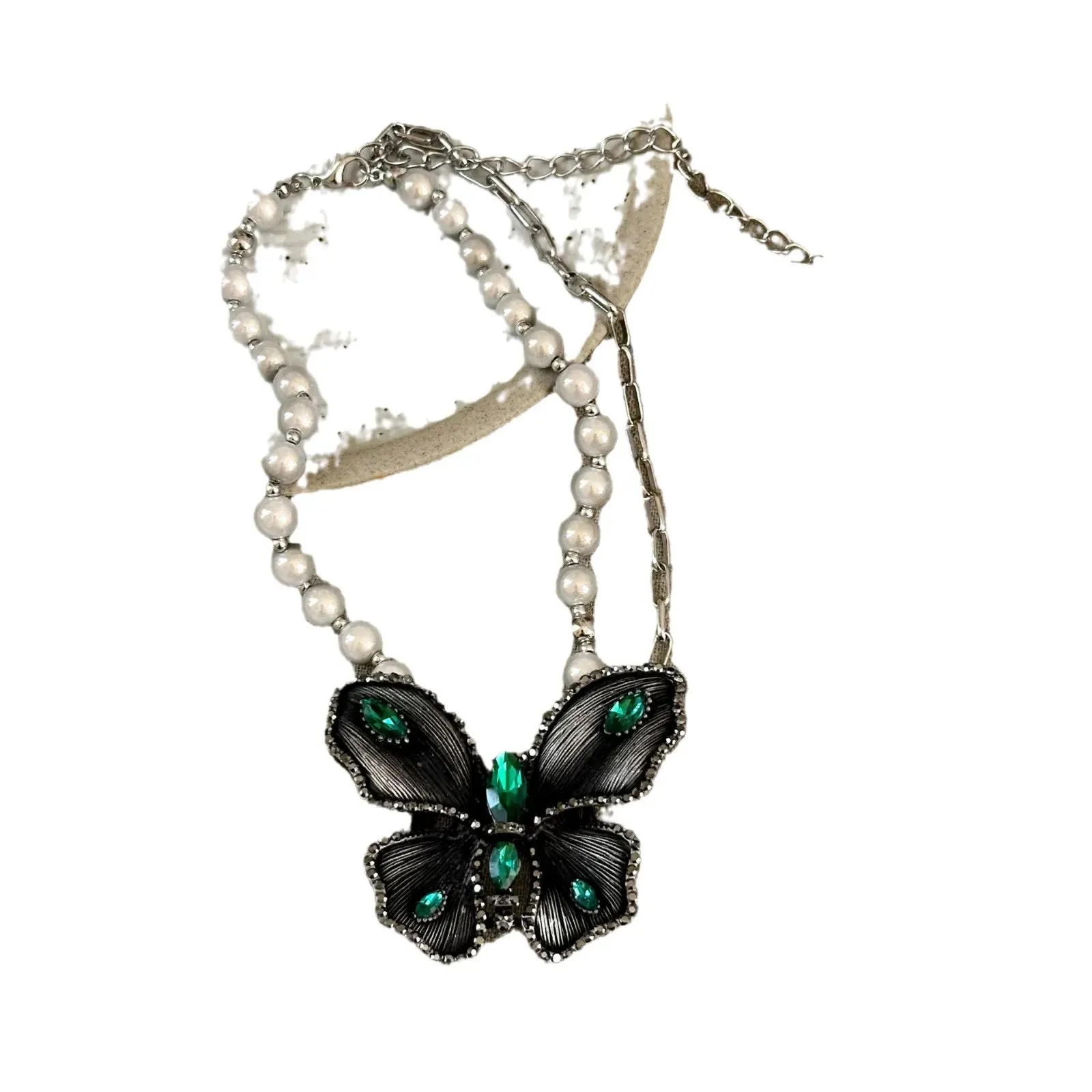 MAYTRENDS  -  Butterfly Necklace for Women Tassels Pearls Korean Fashion Y2k Chokers Jewelry Vintage Punk Style Collares Para Mujer