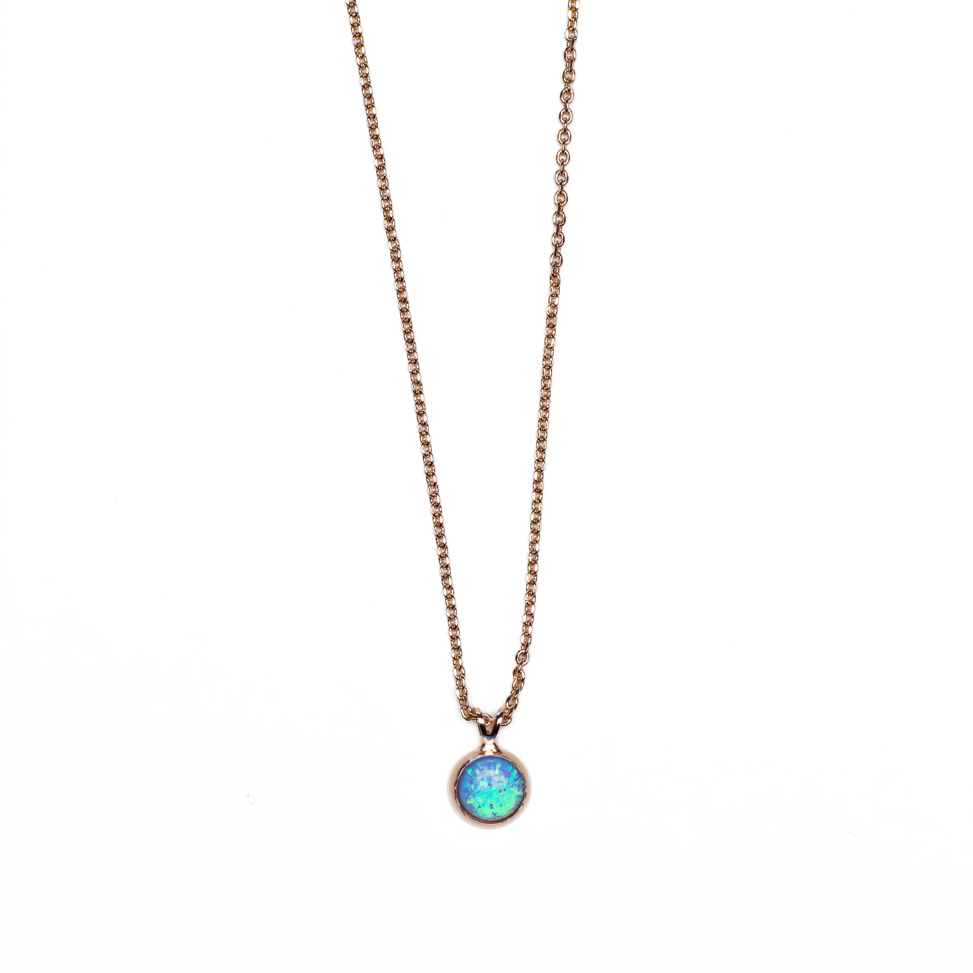 Medium Circle Stone Pendant in "Blue Opal" *Custom*