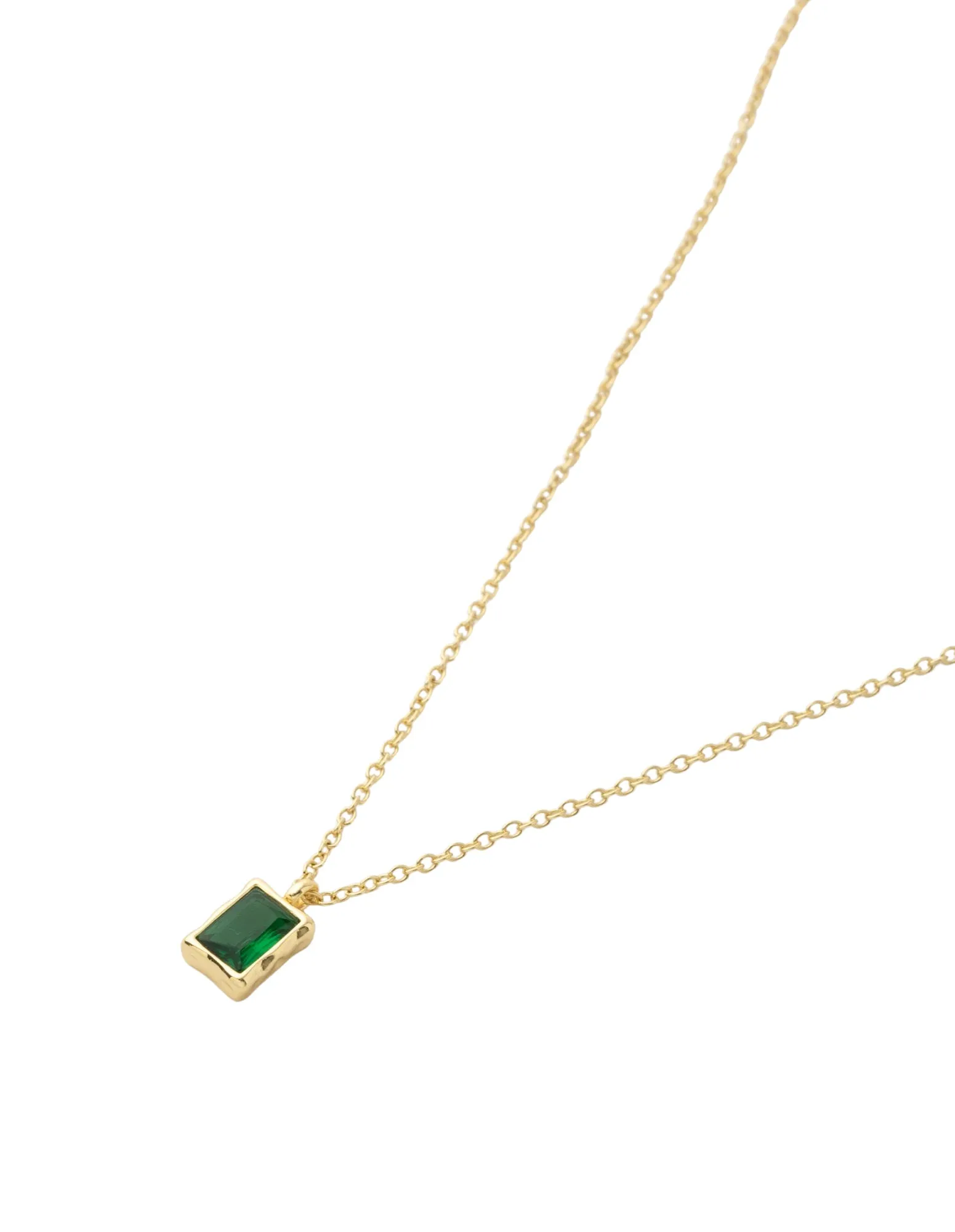 Mocha Sofia Emerald Pendant Necklace - Light Gold
