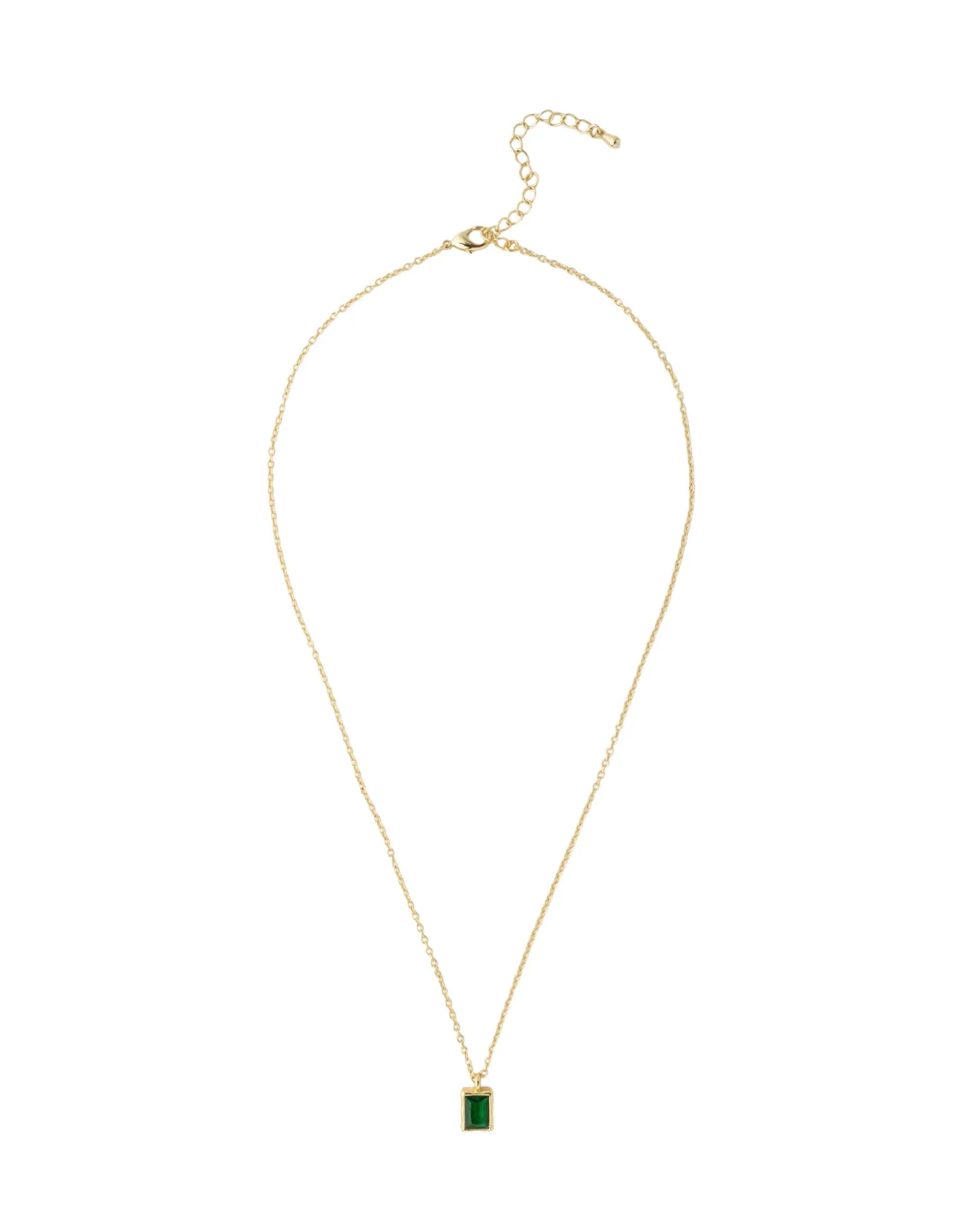 Mocha Sofia Emerald Pendant Necklace - Light Gold