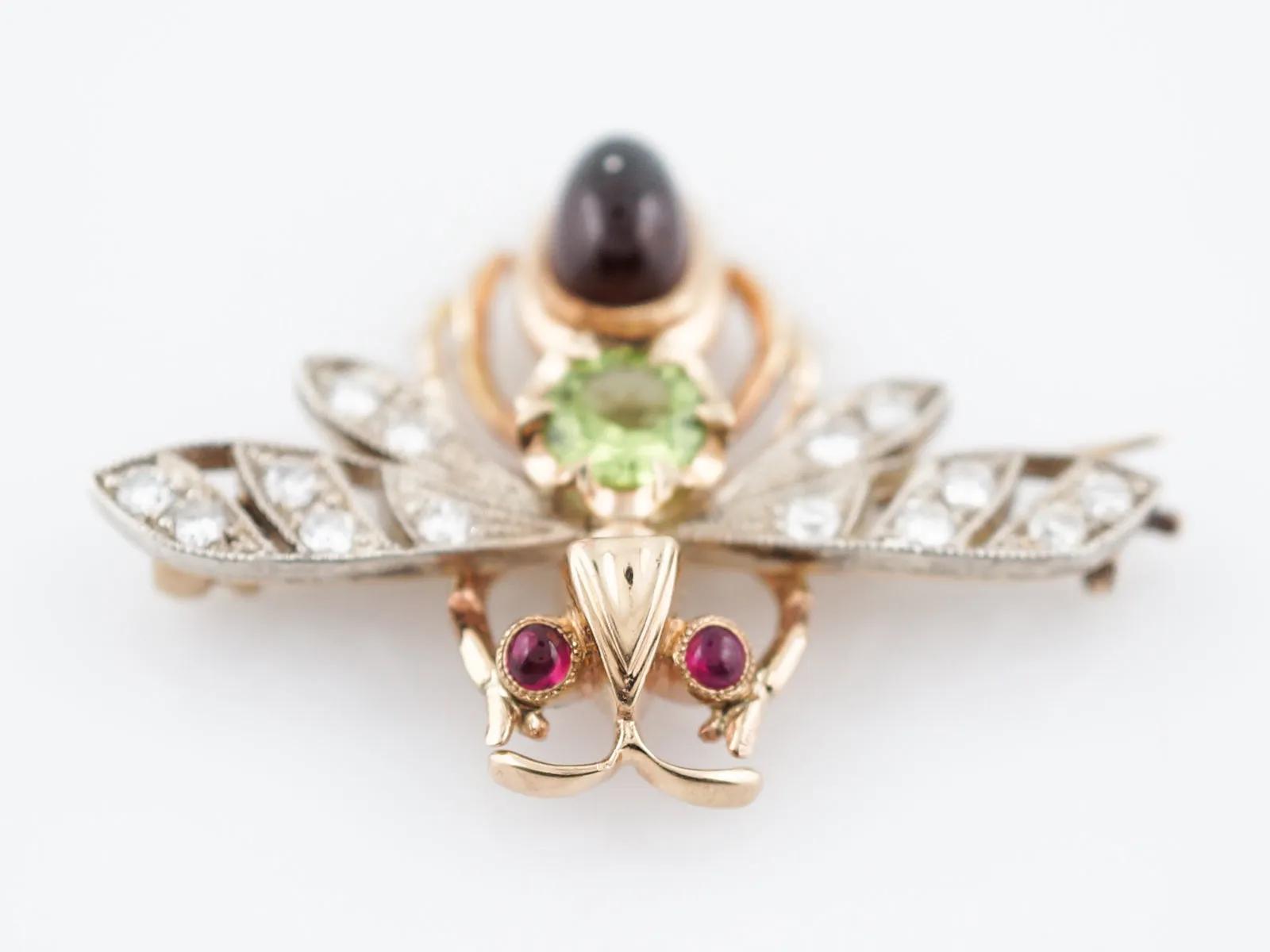 Modern Bug Pin .42 Round Brilliant Cut Diamonds in 14k Yellow Gold