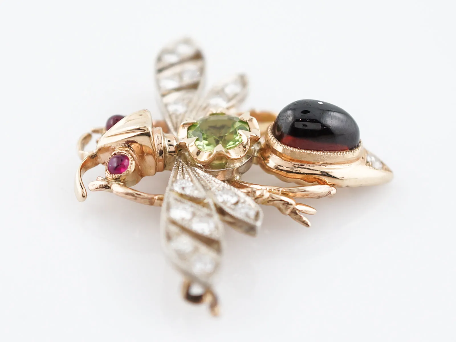 Modern Bug Pin .42 Round Brilliant Cut Diamonds in 14k Yellow Gold