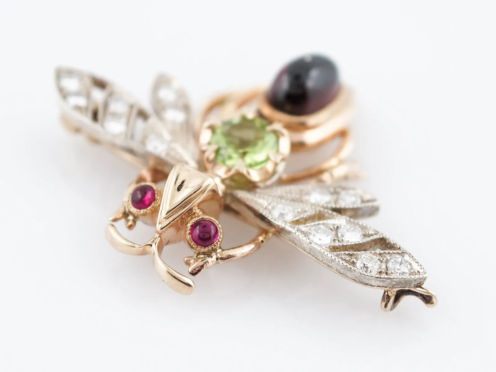 Modern Bug Pin .42 Round Brilliant Cut Diamonds in 14k Yellow Gold