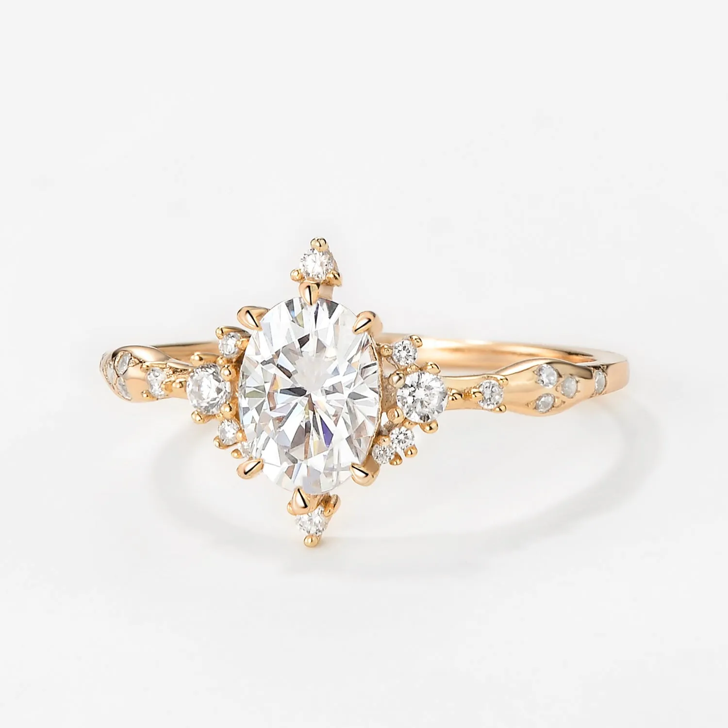 Moissanite Yellow Gold Stacking Vintage Engagement Ring