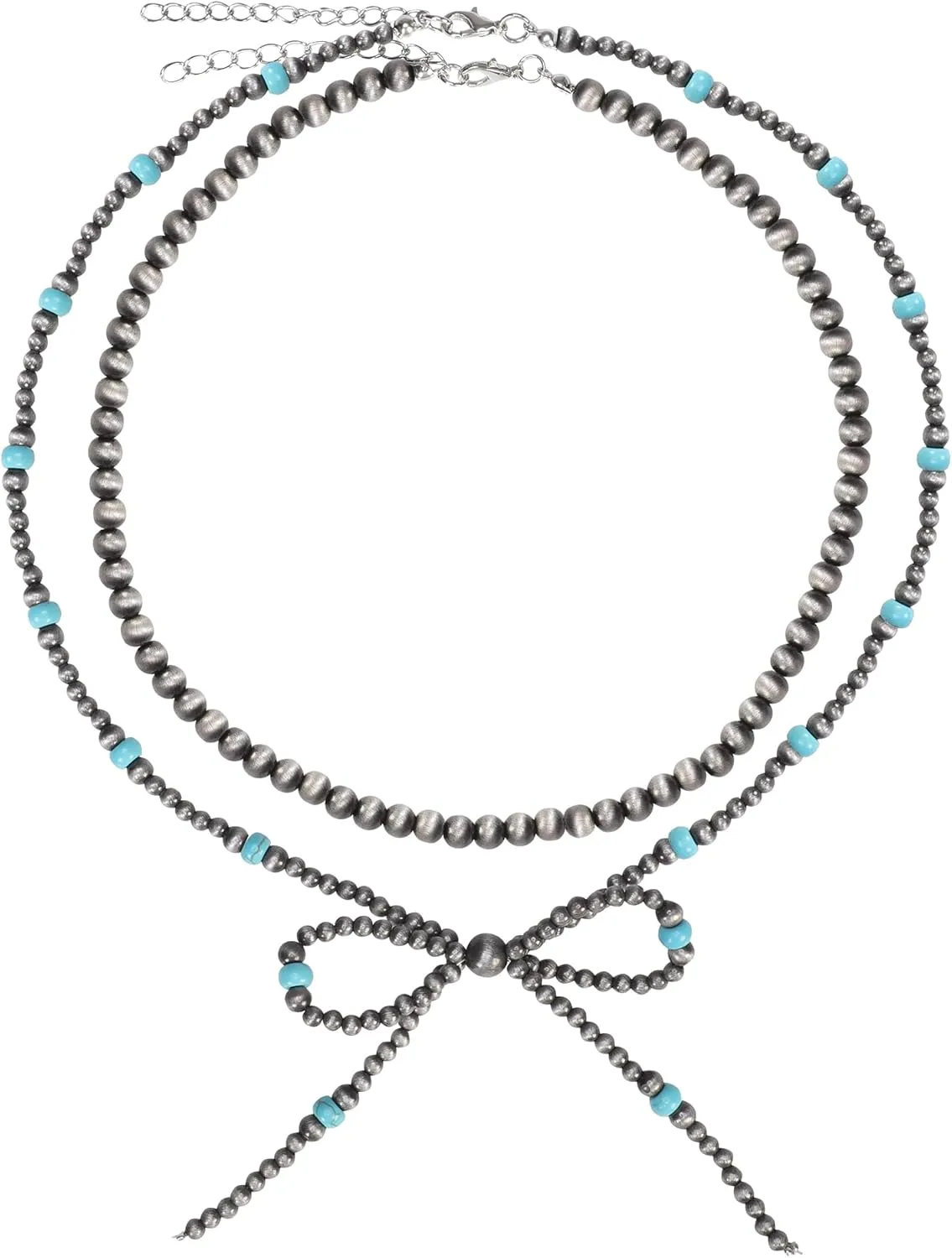 Navajo Bow Bowknot Pearl Cowboy Cowgirl Navajo Pearl Turquoise Necklace For women Western Boho Beaded Necklaces