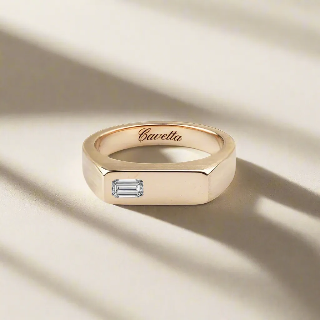 'No. 6' Solid Gold Ring (Baguette Diamond)