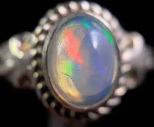 OPAL RING - Sterling Silver, Size 7 - Ethiopian Opal Rings for Women, Bridal Jewelry, Welo Opal, 49205